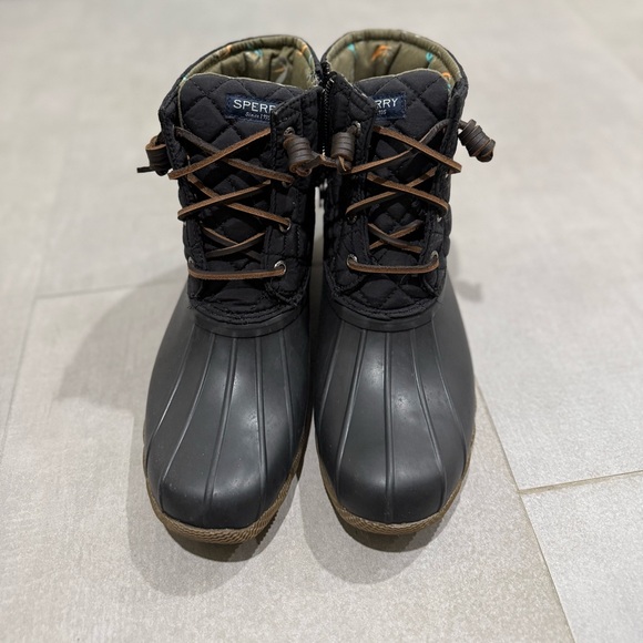 Sperry Black Quilted Waterproof Boots - Picture 1 of 3